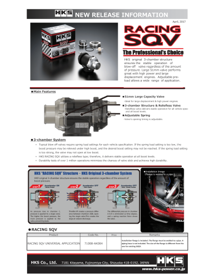 HKS RACING SQV UNIVERSAL BOV HKS71008-AK004 - Boost Factory