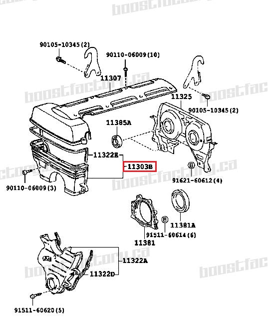 Genuine Toyota 2JZ-GTE Non VVTi Upper Timing Belt Cover - 11303-46011