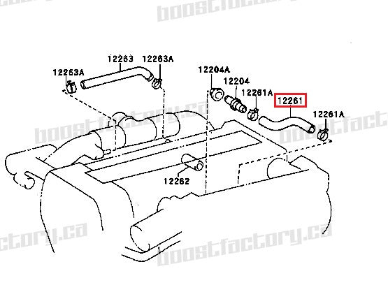 Genuine Toyota 1JZ-GTE VVTi PCV Valve Breather Hose - 12261-88401