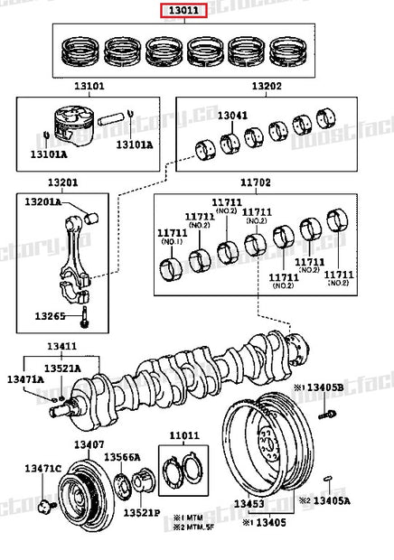 GENUINE TOYOTA 2JZ GTE OEM TOYOTA PISTON RING SET - 13011-46051