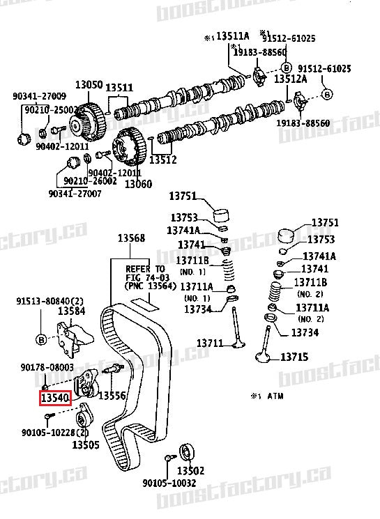 Genuine Toyota 3SGE Beams Timing Belt Tensioner  - 13540-88570