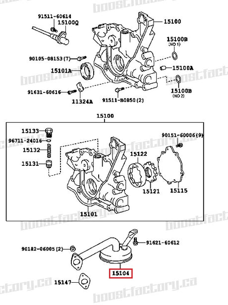 Genuine Toyota 1JZ 2JZ Front Sump Engine Oil Pick Up - 15104-46070