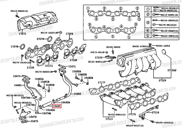 Genuine Toyota 2JZ-GTE Turbo Oil Drain Hose Rear - 15492-46020