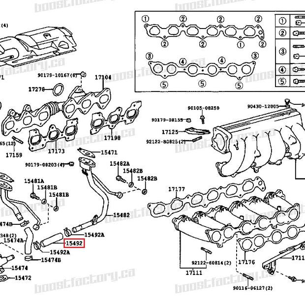 Genuine Toyota 2JZ-GTE Turbo Oil Drain Hose Rear - 15492-46020