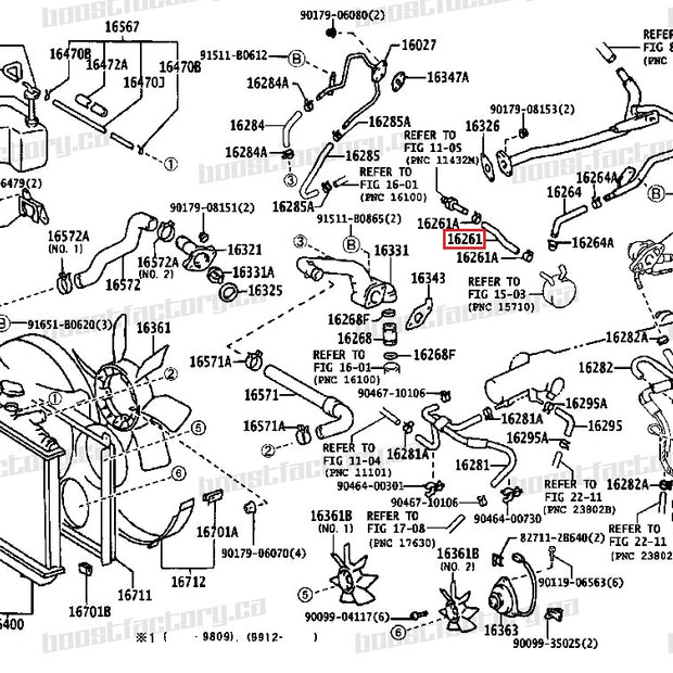 Genuine Toyota 1JZGTE VVTi Oil Cooler Coolant Hose Short - 16261-88410