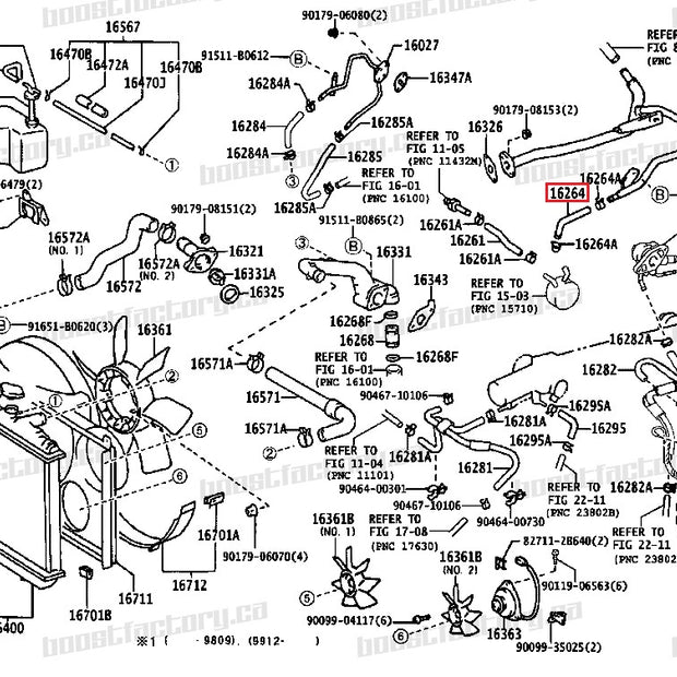 Genuine Toyota 1JZGTE VVTi Oil Cooler Coolant Hose Long - 16264-88401