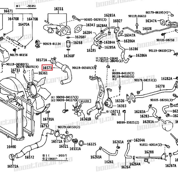 Genuine Toyota Supra JZA80 2JZ-GTE Upper Radiator Hose - 16571-46220