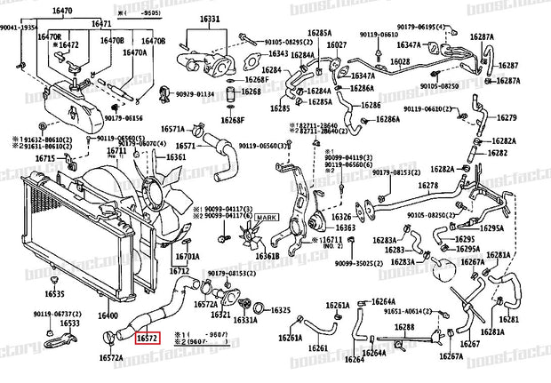 Genuine Toyota Supra JZA80 2JZ-GTE Lower Radiator Hose - 16572-46160