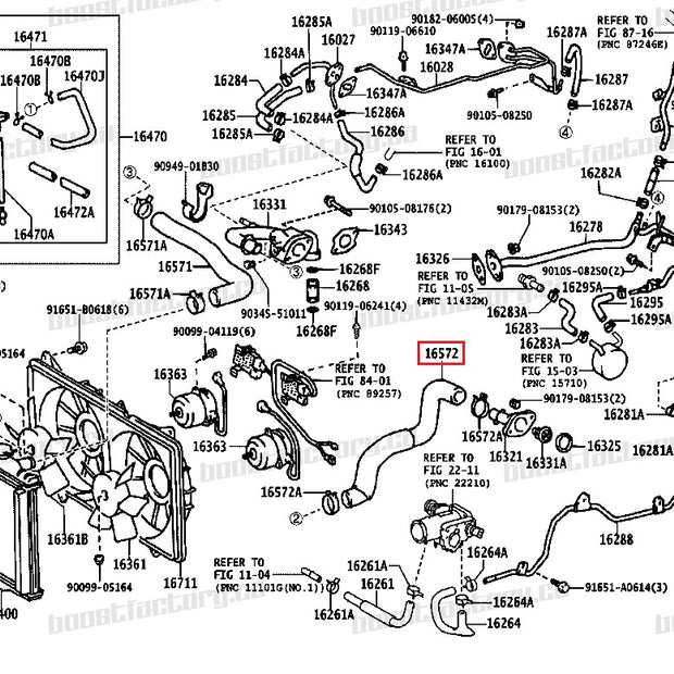Genuine Toyota Aristo JZS161 Lower Radiator Hose  - 16572-46220