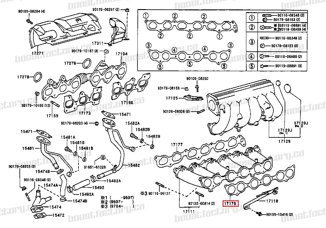 Genuine Toyota 2JZ-GTE ALL UPPER INTAKE MANIFOLD GASKET 17176-46030 - Boost Factory