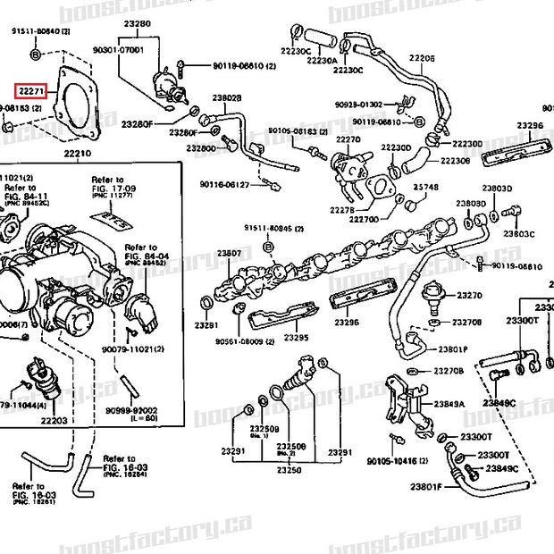 Genuine Toyota 2JZ GTE Non VVTi Throttle Body Gasket - 22271-46030