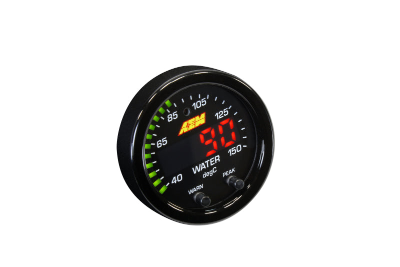AEM X-Series Temperature 100-300F Gauge Kit (ONLY Black Bezel and Water Temp. Faceplate) - Boost Factory