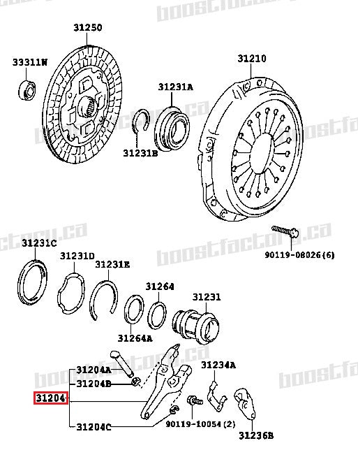 Genuine Toyota R154 Pull Type Clutch Fork 31204-14031 - Boost Factory