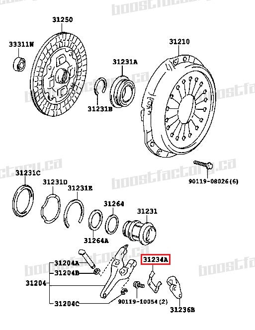 Genuine Toyota R154 Clutch Release Fork Support Spring - 31234-14030 - Boost Factory