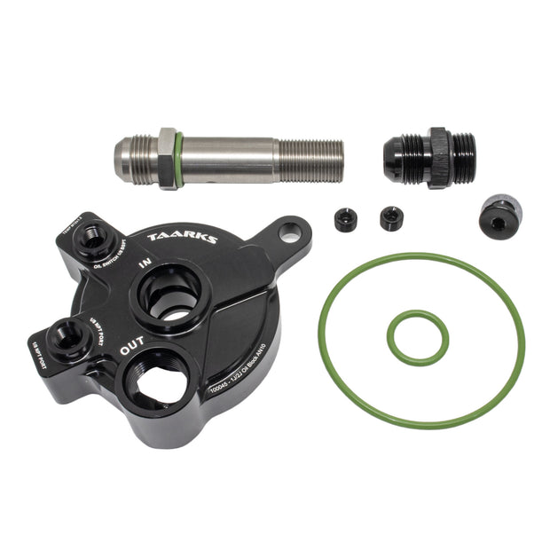 HI OCTANE / TAARKS RACING - 1JZ & 2JZ  OIL BLOCK ADAPTOR -10AN - 100045-BLK