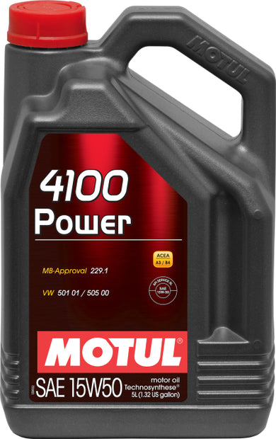 Motul 5L Engine Oil 4100 POWER 15W50 - VW 505 00 501 01 - MB 229.1 - 100273