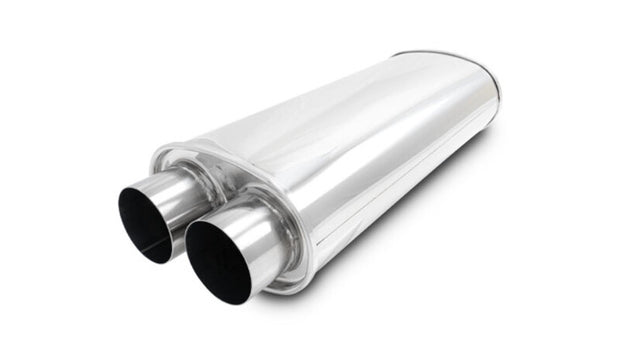 Vibrant Streetpower Oval Muffler 3.0in Dual Inlet/Outlet 18in Body Length - Boost Factory