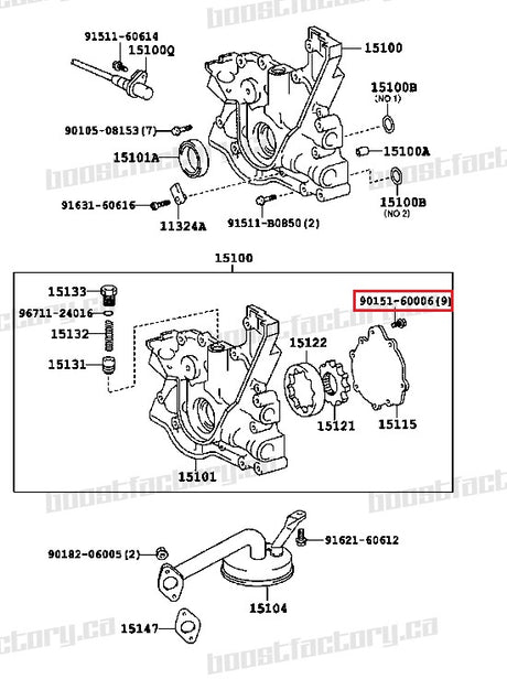 Genuine Toyota 1JZ/2JZ Oil Pump Bolt  Kit of 9 - 90151-60006