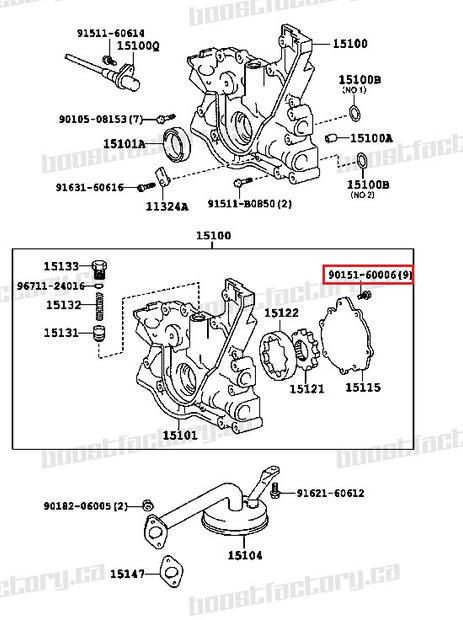 Genuine Toyota 1JZ/2JZ Oil Pump Bolt  Kit of 9 - 90151-60006