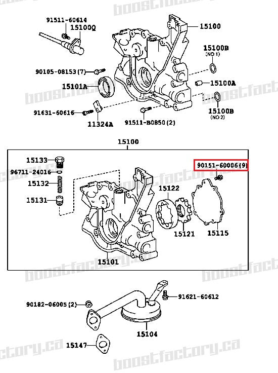 Genuine Toyota 1JZ/2JZ Oil Pump Bolt  Kit of 9 - 90151-60006