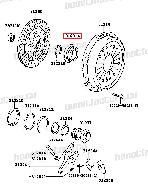 Genuine Toyota R154 Release Bearing 90363-45012
