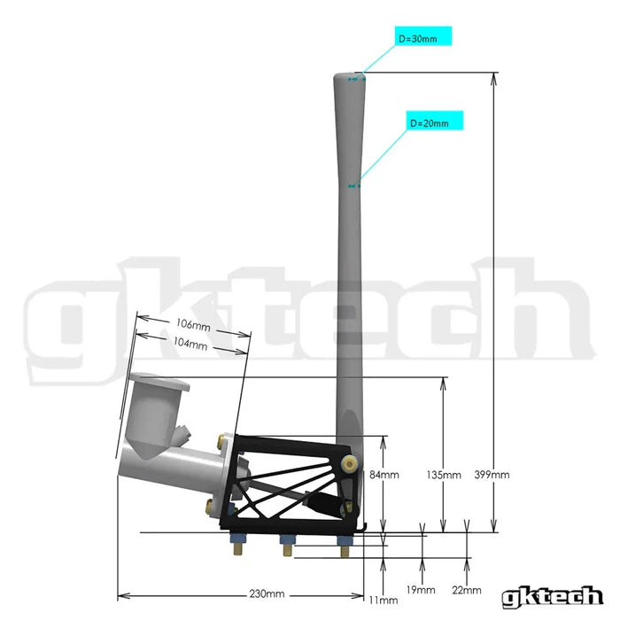 GKTech - V2 Hydraulic E-Brake Assembly + Black Handle, 7/8'' Stand Alone Master - HYDR-HBRK/ALUM-BLCK/FL-IR-78