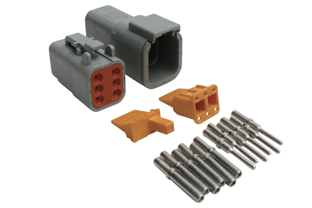 Haltech Plug and Pins Only - Matching Set of Deutsch DTM-6 Connectors (7.5 Amp) - HT-031015