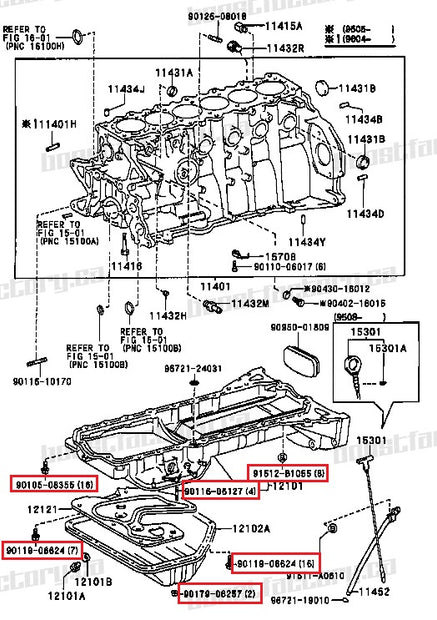 Genuine Toyota 1JZ & 2JZ Oil Pan Hardware Kit - Front / Rear Sump