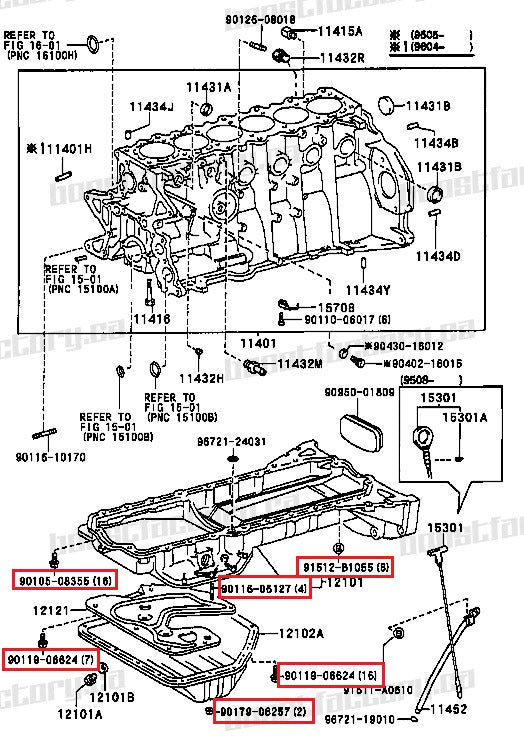 Genuine Toyota 1JZ & 2JZ Oil Pan Hardware Kit - Front / Rear Sump