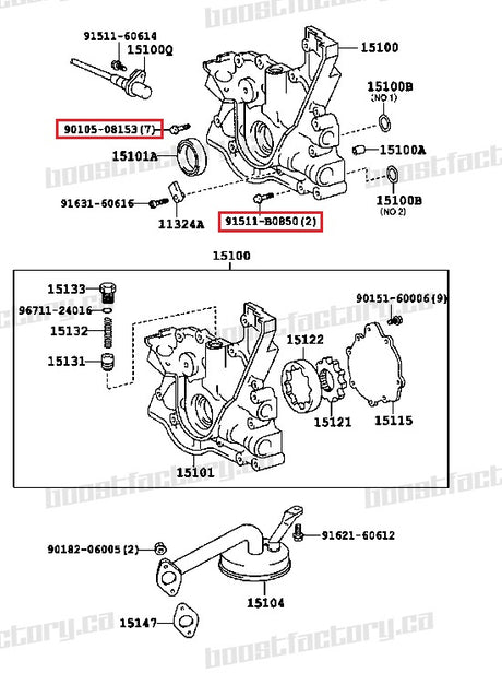Genuine Toyota 1JZ / 2JZ Engine Oil Pump Bolt Kit