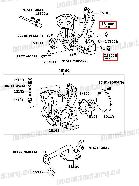 Genuine Toyota 1JZ / 2JZ Oil pump o-ring set (small and large)