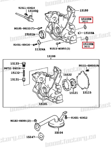 Genuine Toyota 1JZ / 2JZ Oil pump o-ring set (small and large)