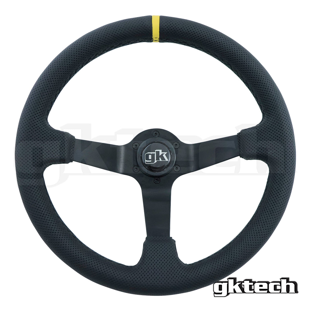 GKTech 350mm Deep Dish Perforated Steering Wheel Yellow - PERF-YLLW - view 3