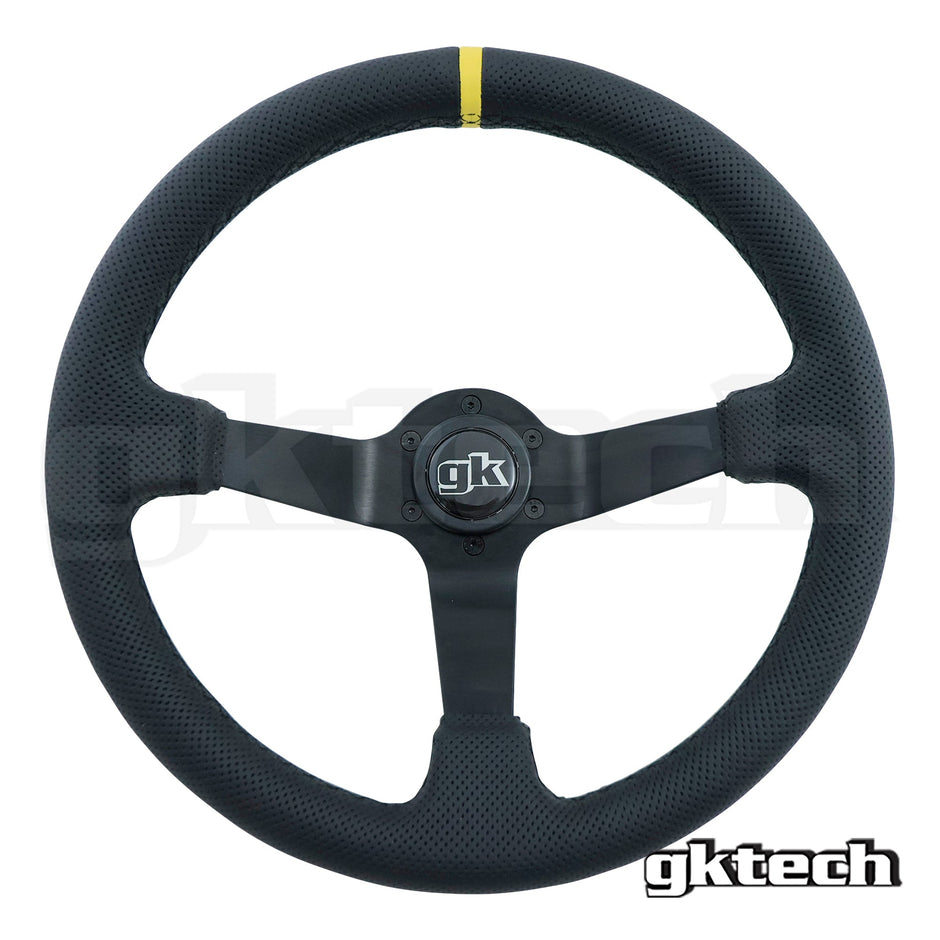 GKTech 350mm Deep Dish Perforated Steering Wheel Yellow - PERF-YLLW - view 3