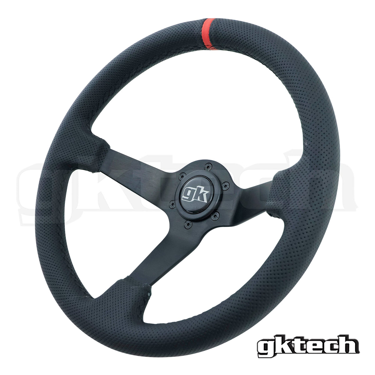 GKTech 350mm Deep Dish Perforated Steering Wheel, Red - PERF-REDX - view 6