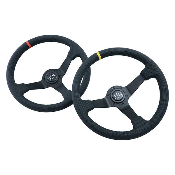 GKTech 350mm Deep Dish Perforated Steering Wheel, Red - PERF-REDX