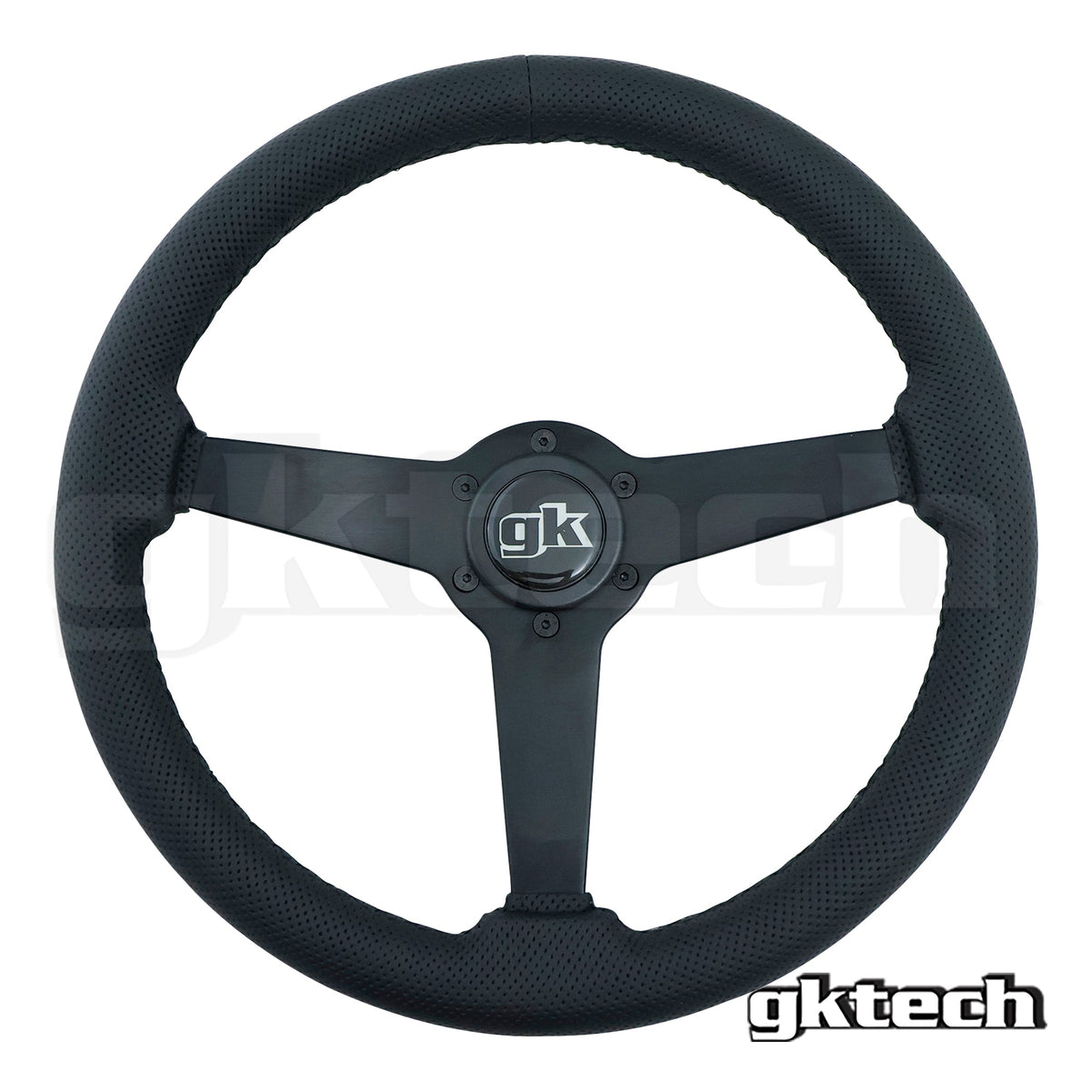 Universal 350mm Flat Leather Steering Wheel, Black - LTHR-FLAT - view 5