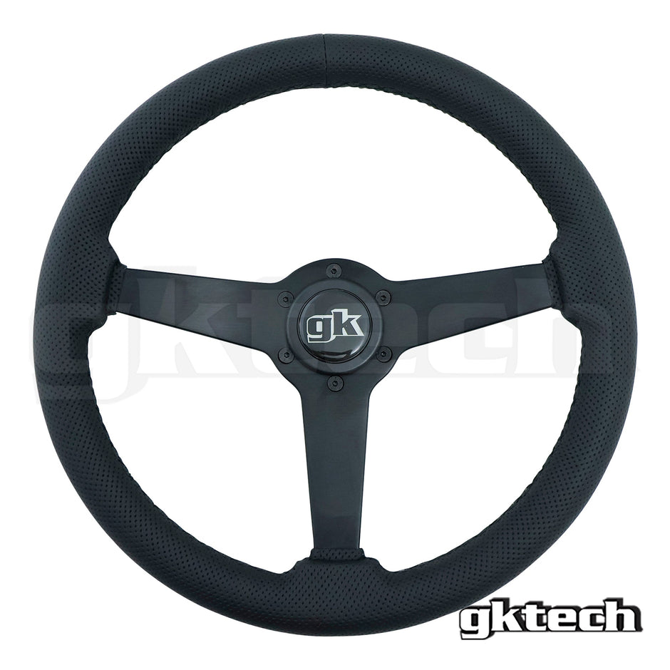 Universal 350mm Flat Leather Steering Wheel, Black - LTHR-FLAT - view 5