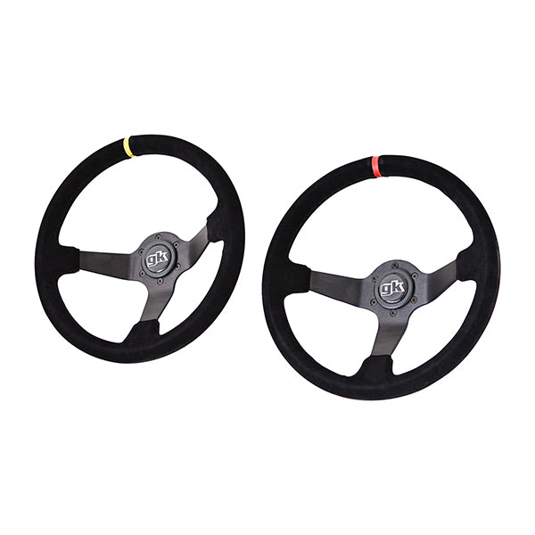 GKTech - Steering wheel 350mm Deep dished suede - Suede - Yellow Stripe - SUDE-YLLW
