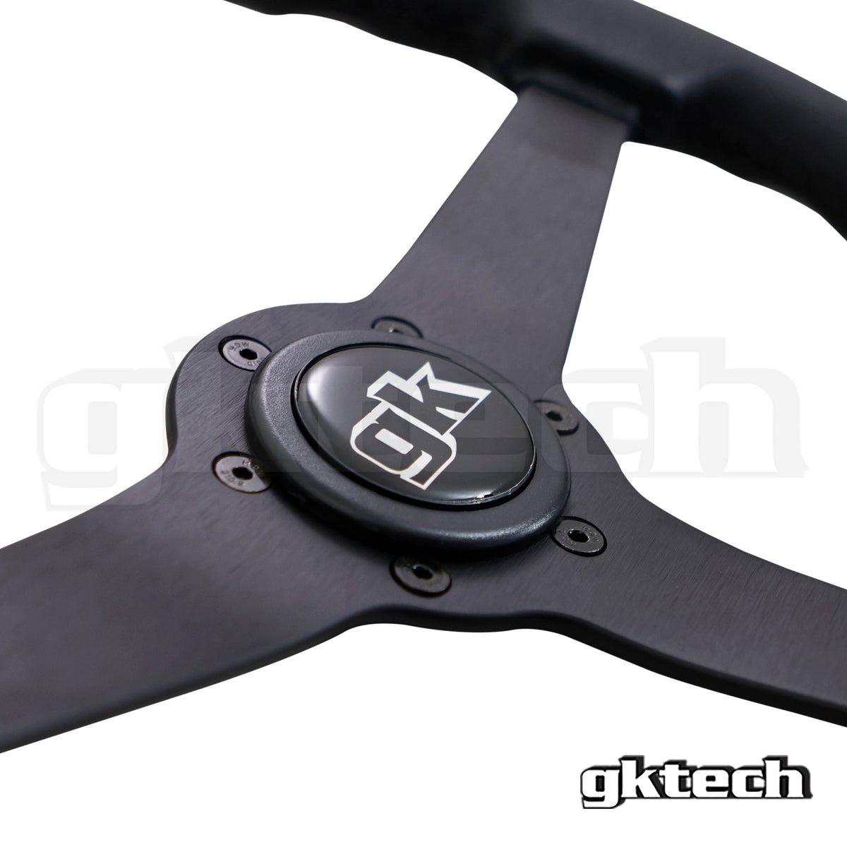 Universal 350mm Flat Leather Steering Wheel, Black - LTHR-FLAT - view 4