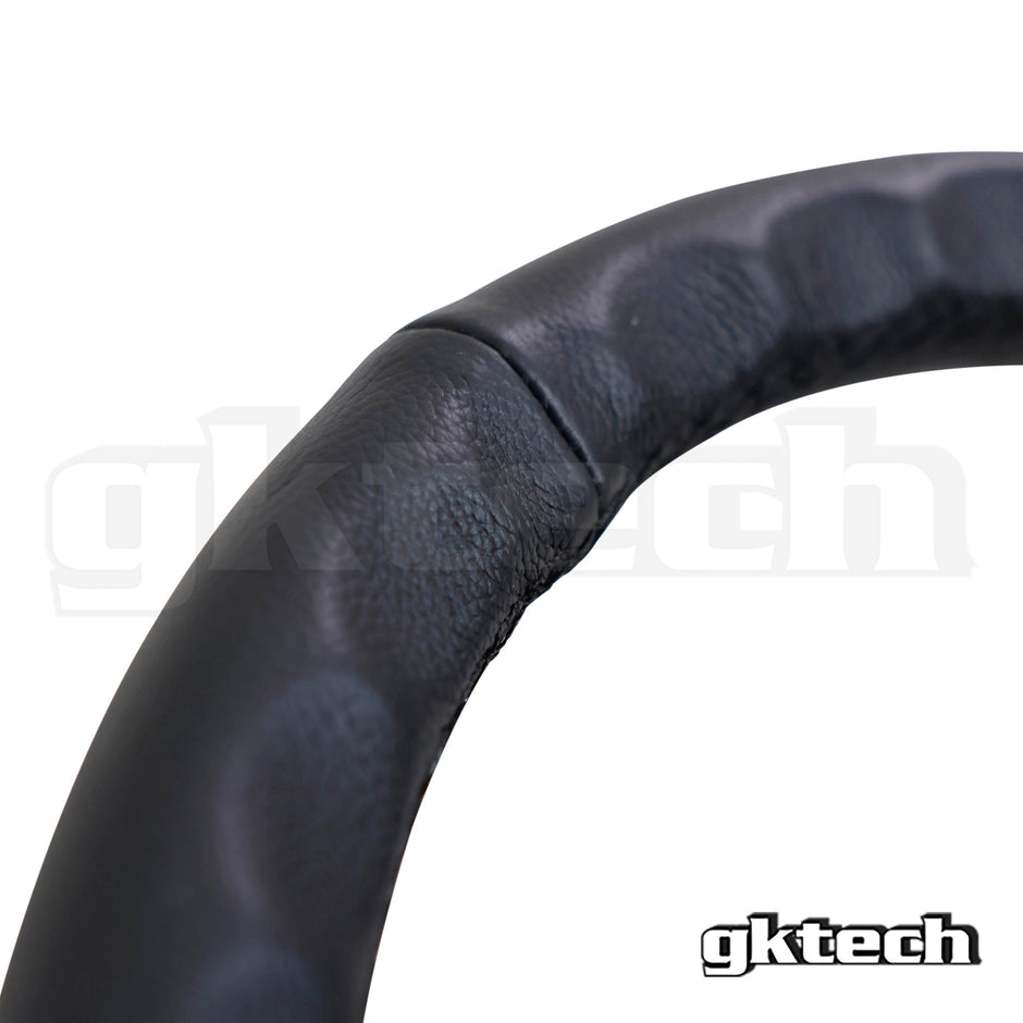 Universal 350mm Flat Leather Steering Wheel, Black - LTHR-FLAT - view 3