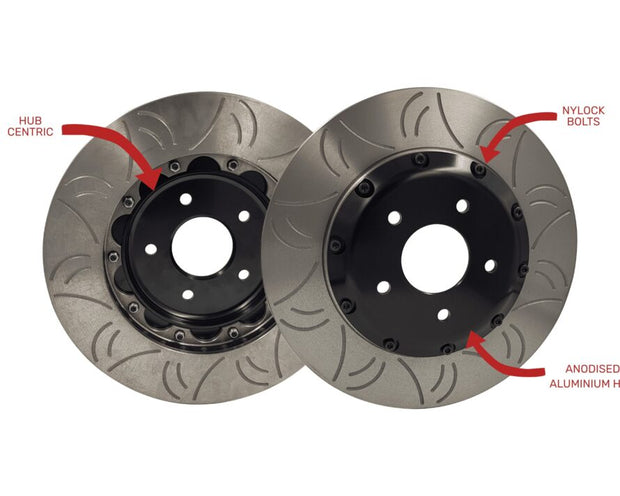 GKTech - HFM 324mm R33/R34 GTR front slotted rotors (SOLD AS A PAIR) - 2 Piece rotors - HFM-NISS-BRK-00017