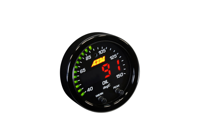 AEM X-Series Temperature 100-300F Gauge Kit (ONLY Black Bezel and Water Temp. Faceplate) - Boost Factory