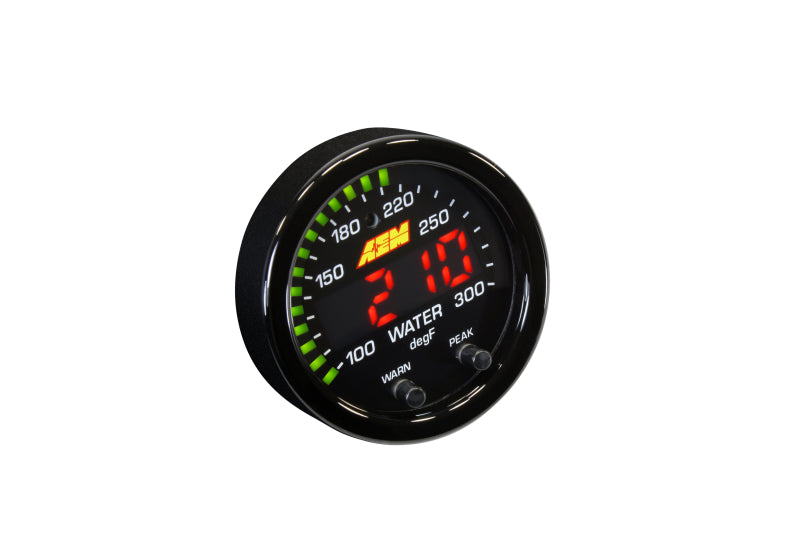 AEM X-Series Temperature 100-300F Gauge Kit (ONLY Black Bezel and Water Temp. Faceplate) - Boost Factory