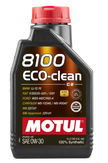 Motul 1L Synthetic Engine Oil 8100 Eco-Clean 0W30 - Acea C2/API SM/ST.JLR 03.5007 - 102888