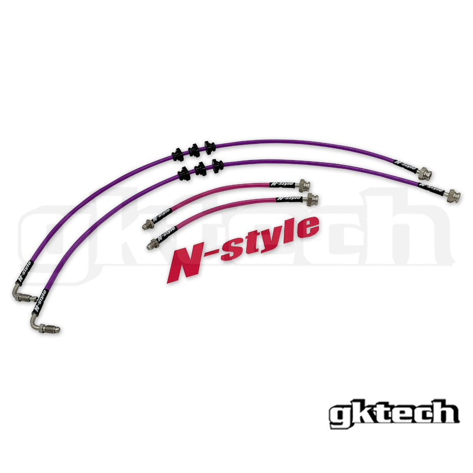 GKTech - N-Style Z32 300zx braided brake lines - Front and rear set Hard Line Delete - N-Style - Z32X-HDDLN