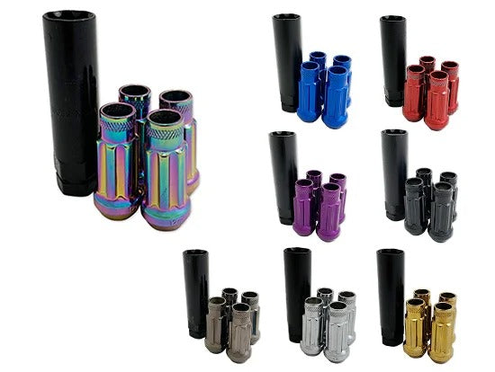 GKTech - Open Ended Lock Nuts (Set of 4 + Socket) - M12x1.25 / Shadow Chrome - L125-DARK