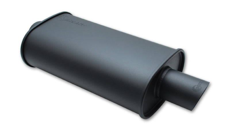 Vibrant StreetPower FLAT BLACK Oval Muffler with Single 3in Outlet - 2.5in inlet I.D. - Boost Factory