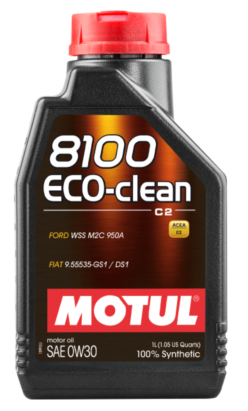 Motul 1L Synthetic Engine Oil 8100 Eco-Clean 0W30 12X1L - Acea C2/API SM/ST.JLR 03.5007 - 1L