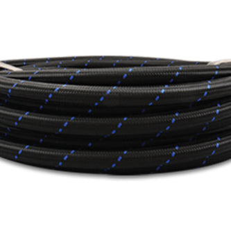 Vibrant -12 AN Two-Tone Black/Blue Nylon Braided Flex Hose (5 foot roll) - Boost Factory
